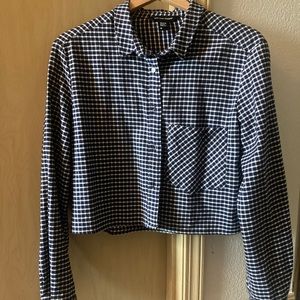 American apparel plaid button down long sleeve crop fit